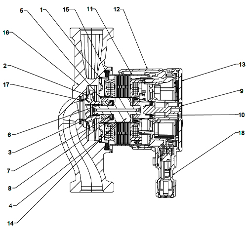 Насос циркуляционный DAB EVOSTA 2 40-70/130 1/2″ Ду15 Ру10 одинарный, IPX5, мощность - 35 Вт, производительность - 60 л/мин, напор - 6.9 м вод. ст., 1x230В/50Гц с электронным регулированием с мокрым ротором
